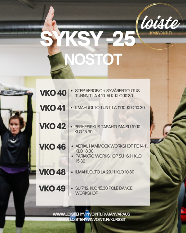 Syksyn extratunnit ja workshopit