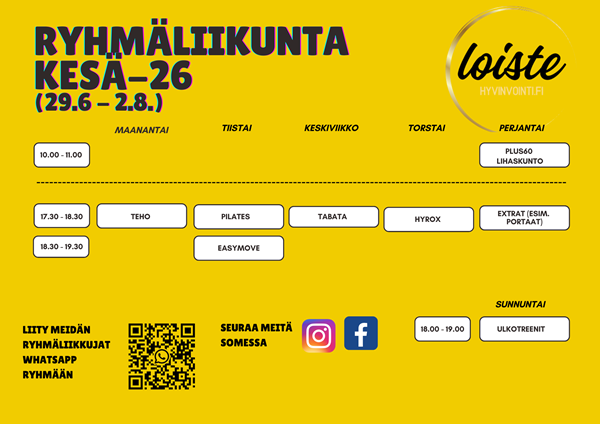 Kesä -26 ryhmäliikunta