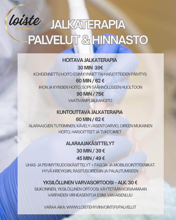 Jalkaterapeutti aloittaa hoidot Loisteella!