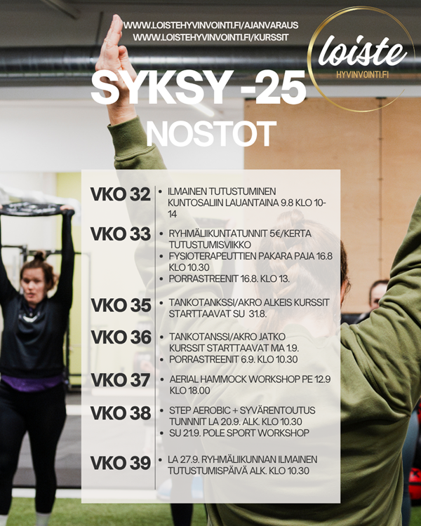 Syksy 2025 extratunnit ja workshopit!